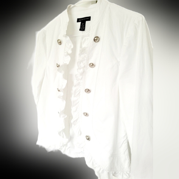 INC International Concepts Women Jacket Open Front Stretch Cotton White Medium P - Picture 8 of 16